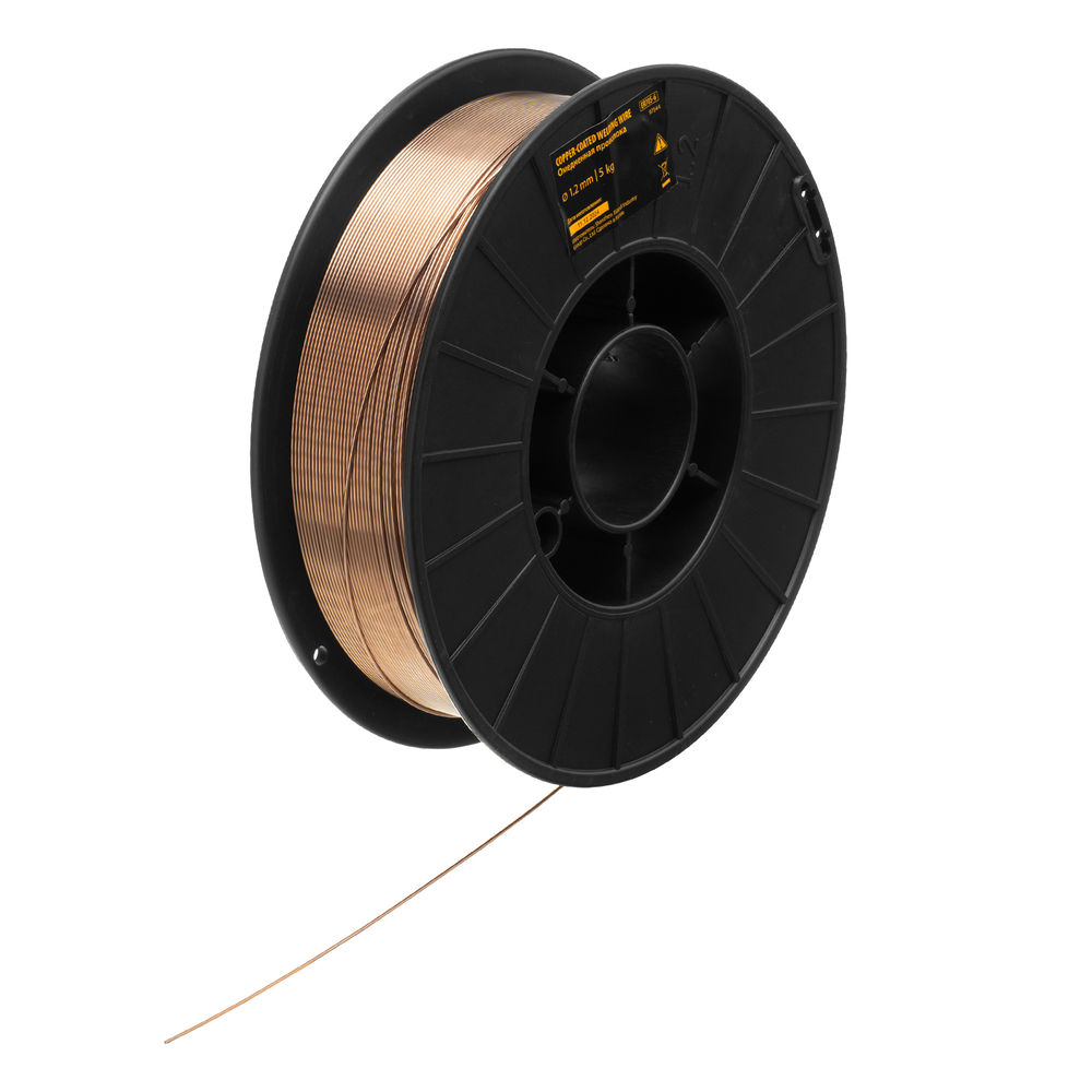 Омедненная проволока ER70S-6, диам. 1,2 мм, 5 кг, диам. катушки D200 Denzel (97544)