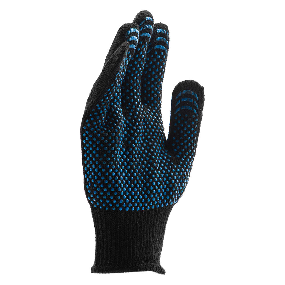 Перчатки хлопкоэфирные плюшевые, ПВХ Точка, 7 кл, 55 гр Сибртех (67769)