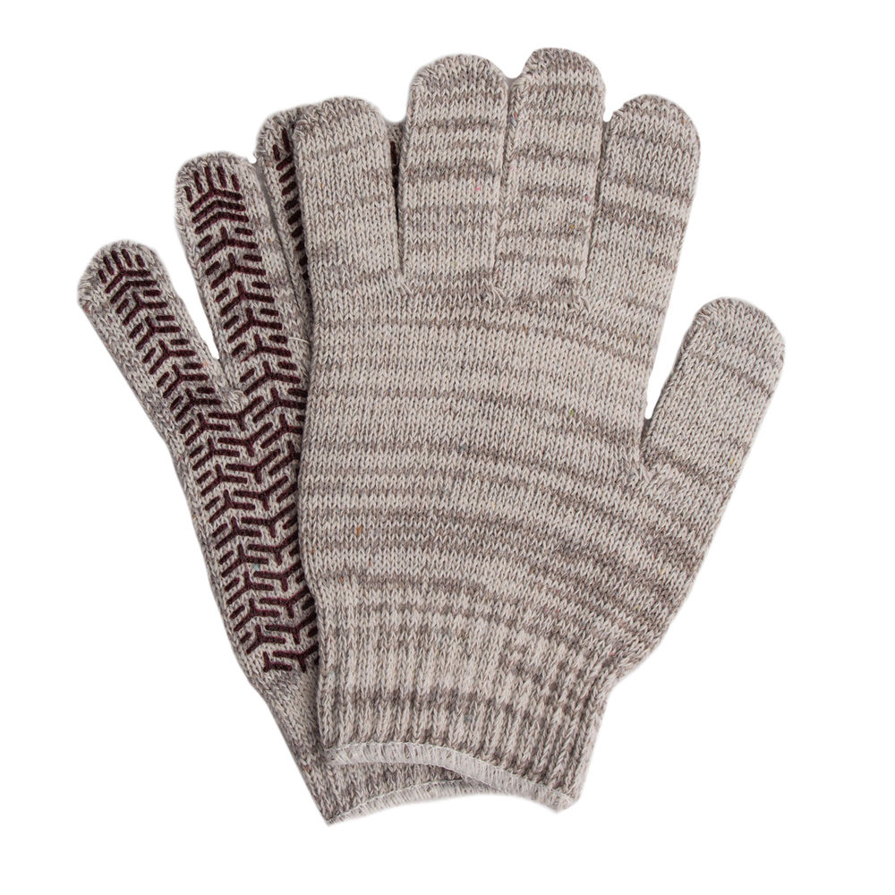 Перчатки трикотажные усиленные, гелевое ПВХ-покрытие, 7 класс, бело-серый меланж Сибртех (68182)