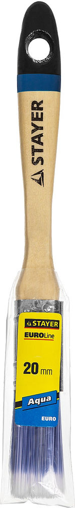 Кисть плоская AQUA, 20 мм, 3/4, искусственная щетина, деревянная ручка, для воднодисперсионных и акриловых ЛКМ STAYER 01062-020