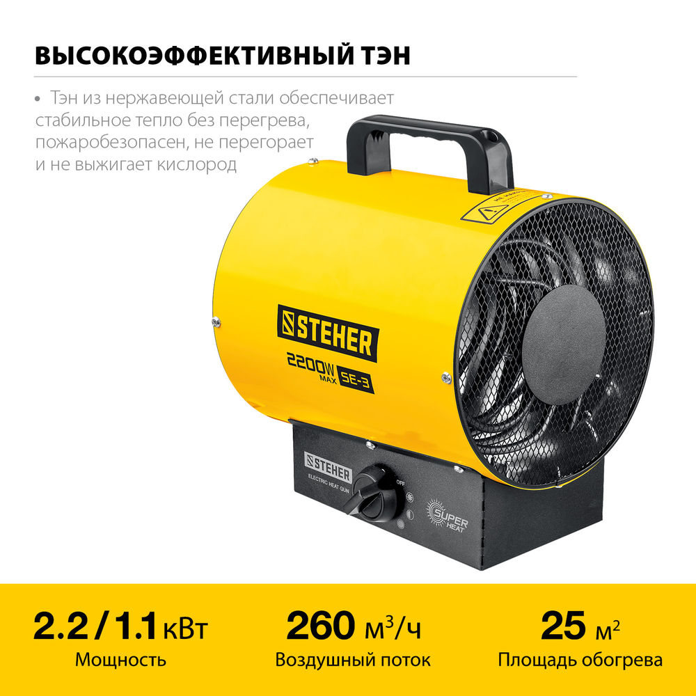 Пушка тепловая электрическая 2 кВт STEHER SE-3