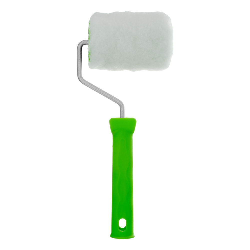 Валик Искусственный мех с ручкой, 100 мм, ворс 15 мм, D 48 мм, D ручки 6 мм, полиэстер Сибртех (80111)