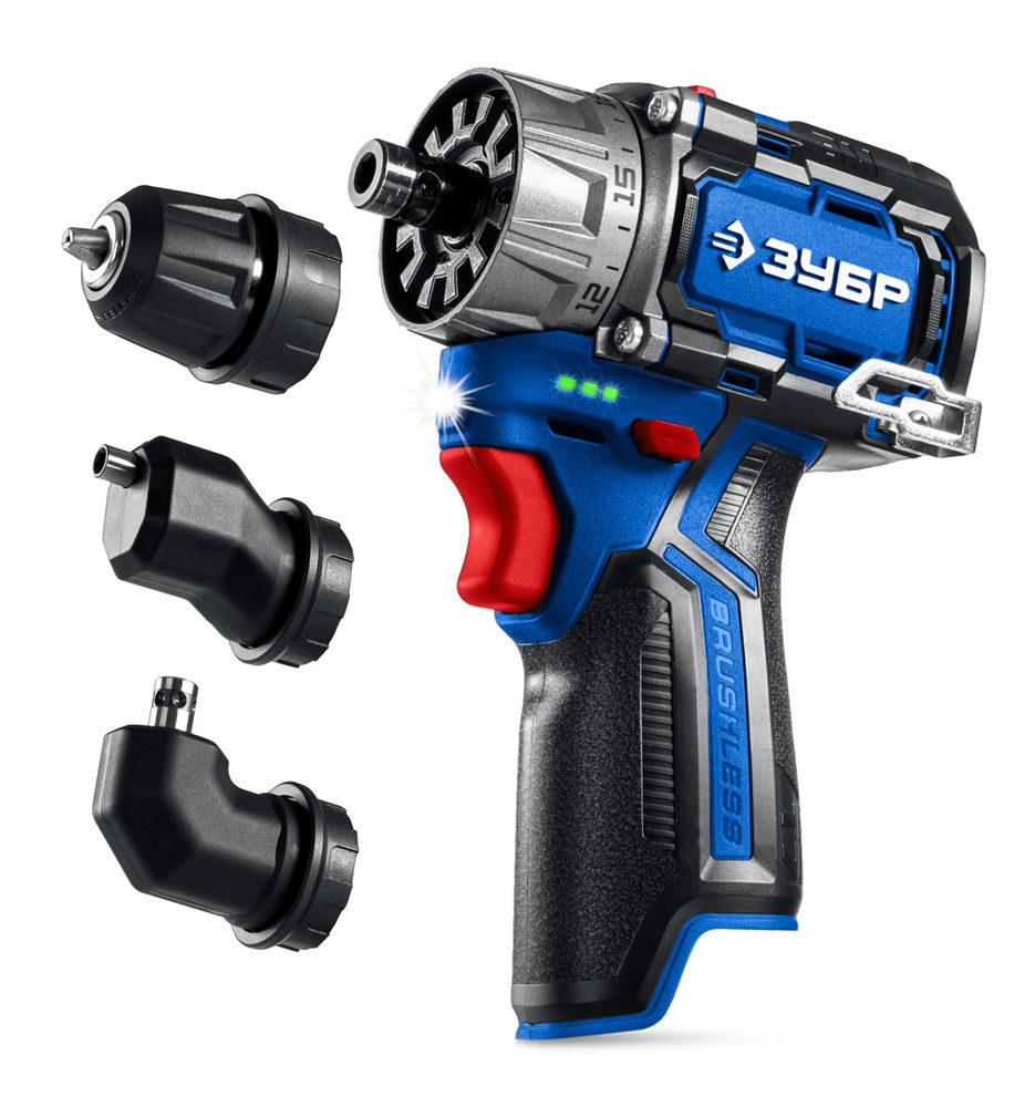 Модульная дрель-шуруповерт 12 В 45 Н·м без АКБ тип Т7 BRUSHLESS Профессионал ЗУБР КОМБИ #1 DB-125