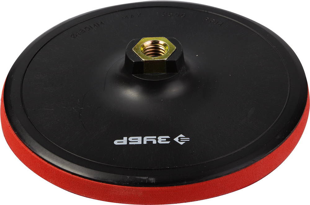 Опорная тарелка на липучке М14, d 150 мм, пластиковая, мягкая, для УШМ ЗУБР Профессионал 35782-150