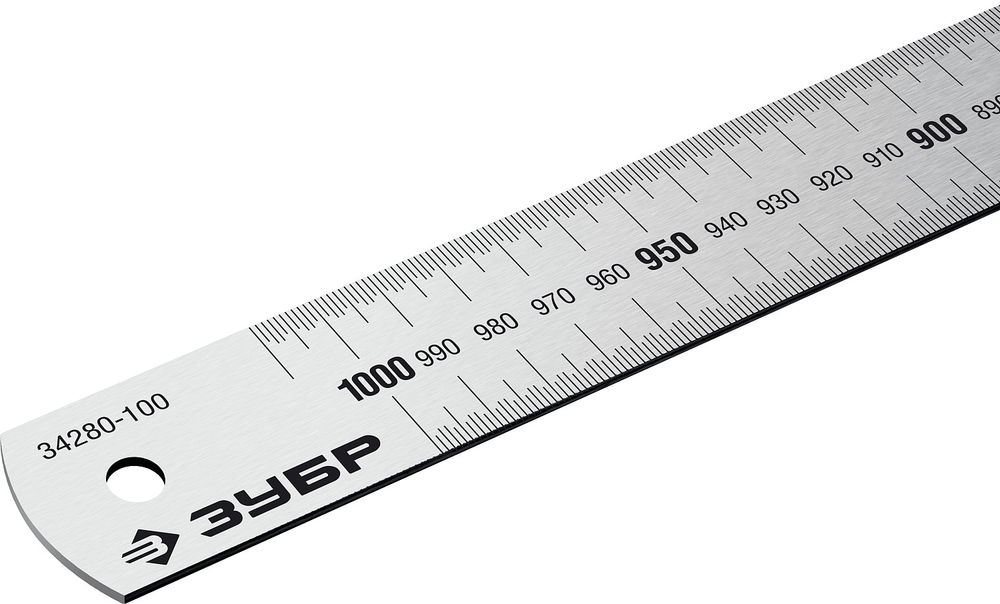 Усиленная нержавеющая линейка длина 1.0 м Профессионал ЗУБР Про-100 34280-100
