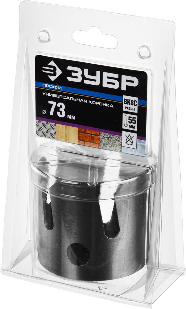 Коронка с твердосплавными резцами 73 мм ЗУБР Проуниверсал Профессионал 29514-73