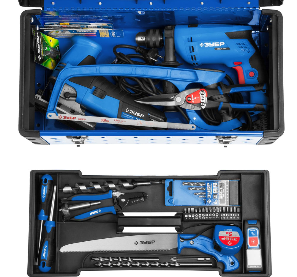 Металлический ящик для инструментов 530 x 270 x 240 мм 21 Профессионал ЗУБР СПЕЦ-21 38155-21