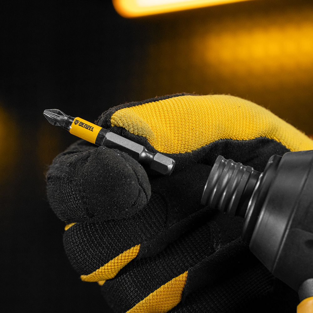 Бита PZ2х50, сталь легированная S2, 10 шт., круглый профиль, отрывная упаковка, , Е 6,3 Denzel (11680)