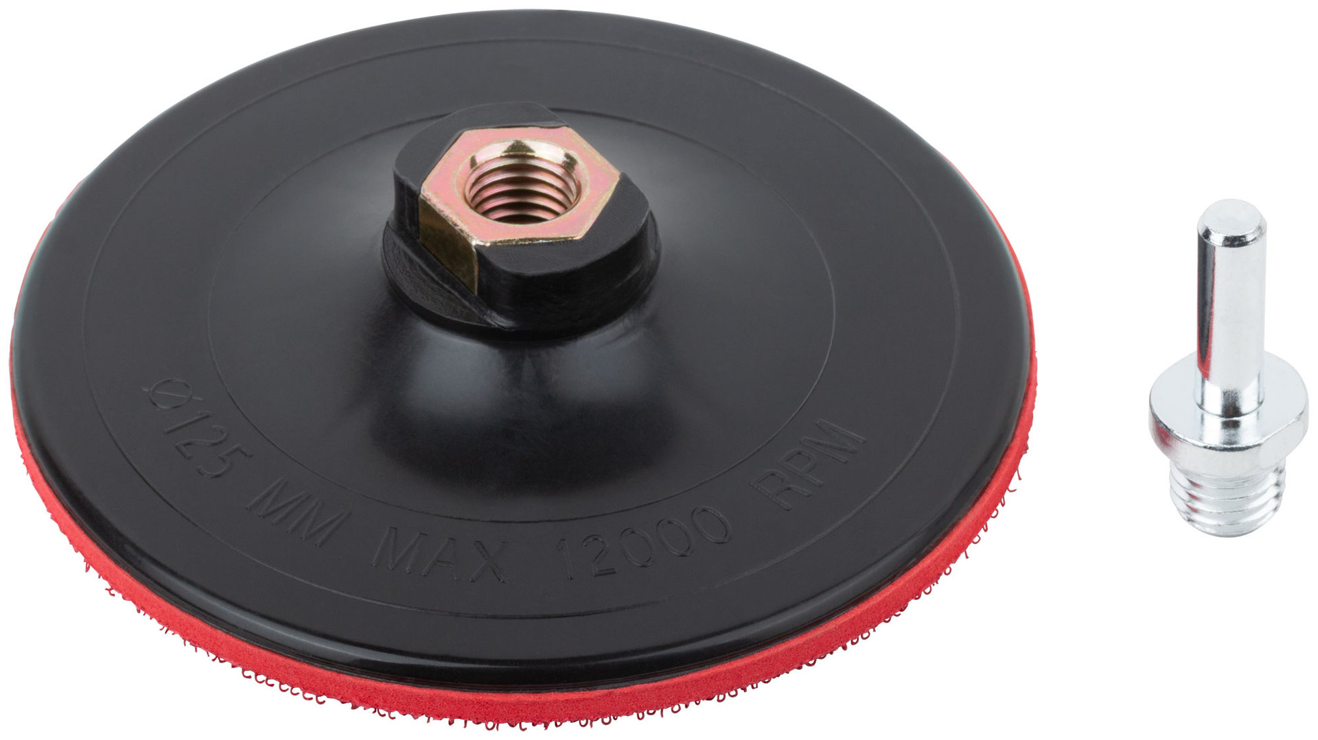 Диск шлифовальный с липучкой, гайка М14 + переходник для дрели, 125х3 мм (39625)