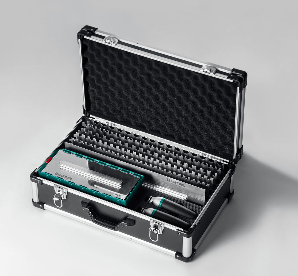 Набор нержавеющих гребенок со сменной 2к ручкой, в пластиковом кейсе, 280х115 мм (6шт) – 480х130 мм (6шт) KRAFTOOL 33268-H12