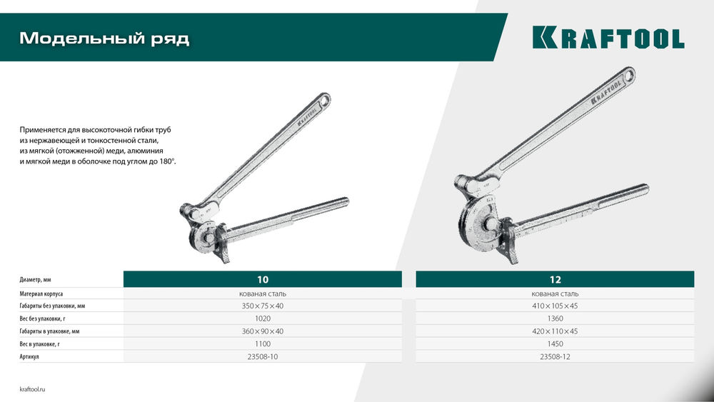 Кованый рычажный трубогиб для нержавеющей стали KRAFTOOL 23508-12