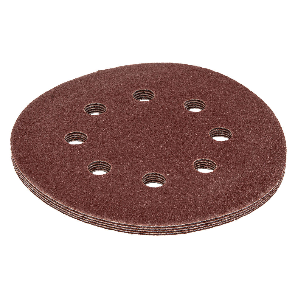 Круг абразивный на ворсовой подложке под липучку, перфорированный, P 80, 125 мм, 5 шт Matrix (73804)