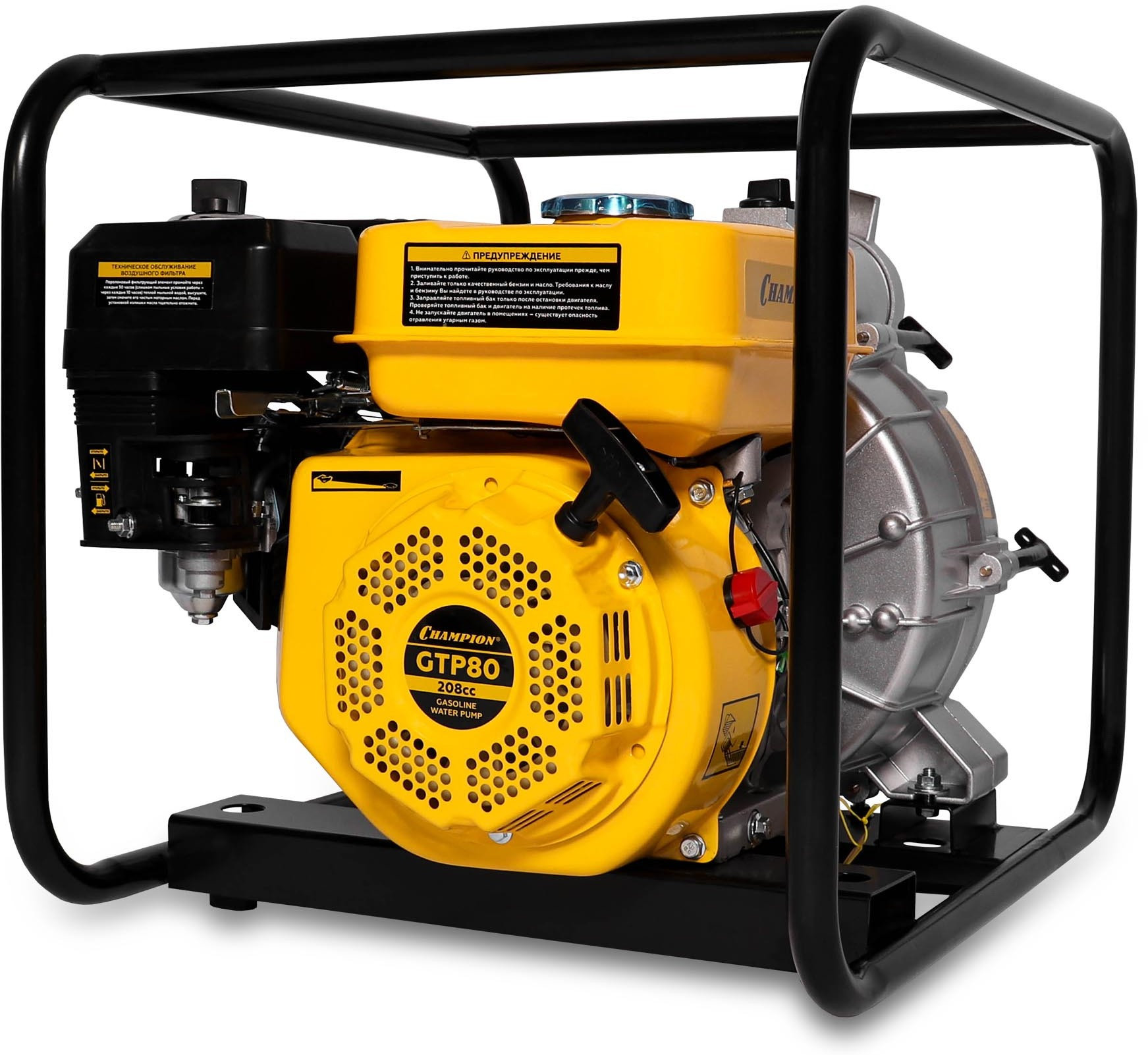 Мотопомпа CHAMPION GTP80 (PRO, 3 грязная вода 1300л/мин 8/26м 7лс 3,6л 34,3кг) (GTP80)