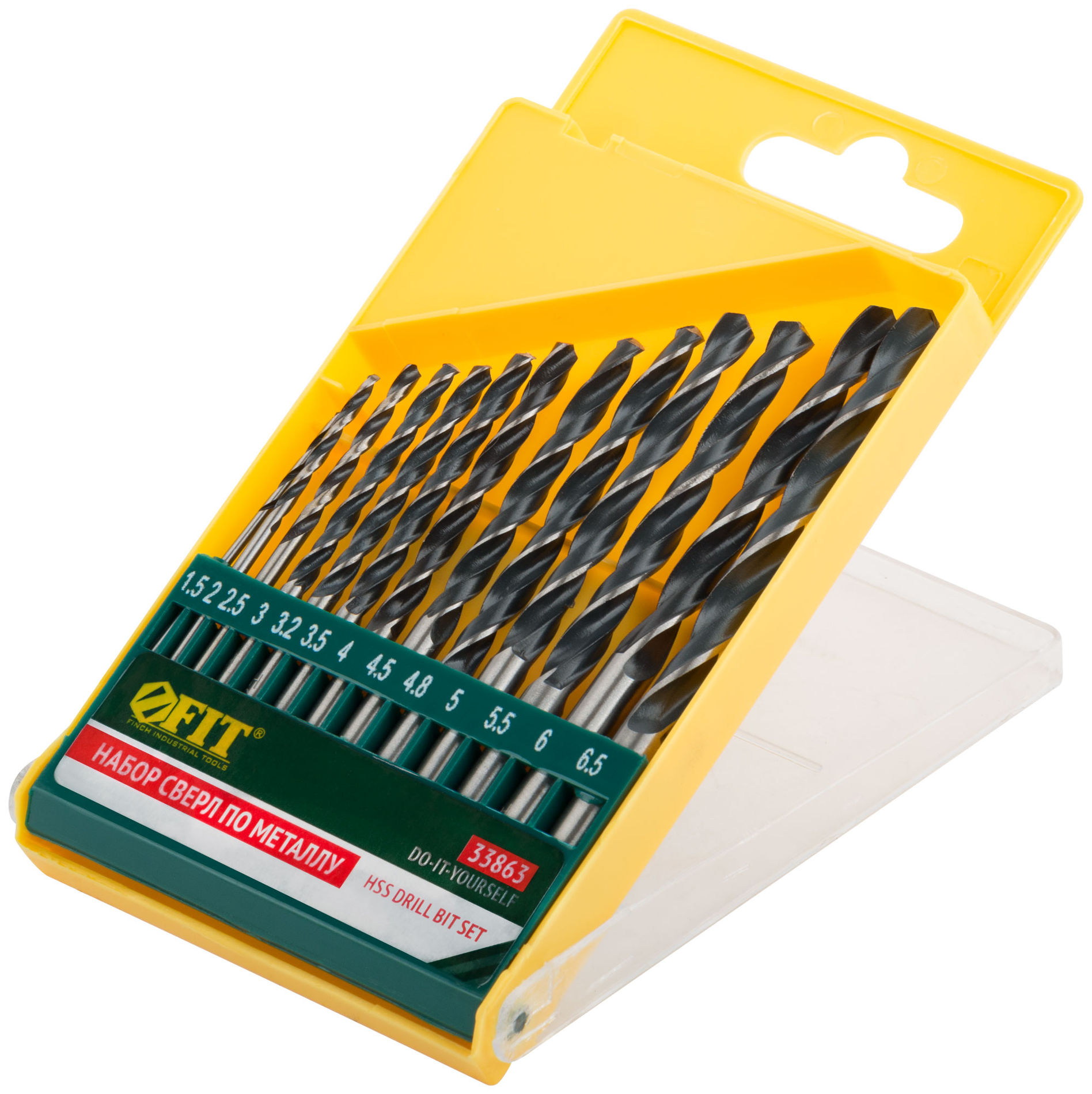 Набор сверл по металлу HSS черненых, 13 шт. (1,5-2-2,5-3-3,2-3,5-4-4,5-4,8-5-5,5-6-6,5 мм) (33863)
