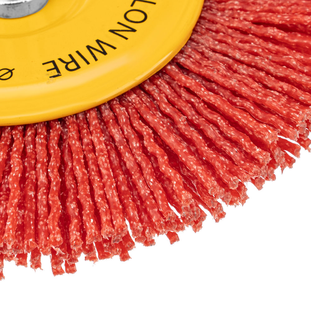 Щетка для дрели, 100 мм, Плоская, со шпилькой, нейлоновая щетина Denzel (74434)