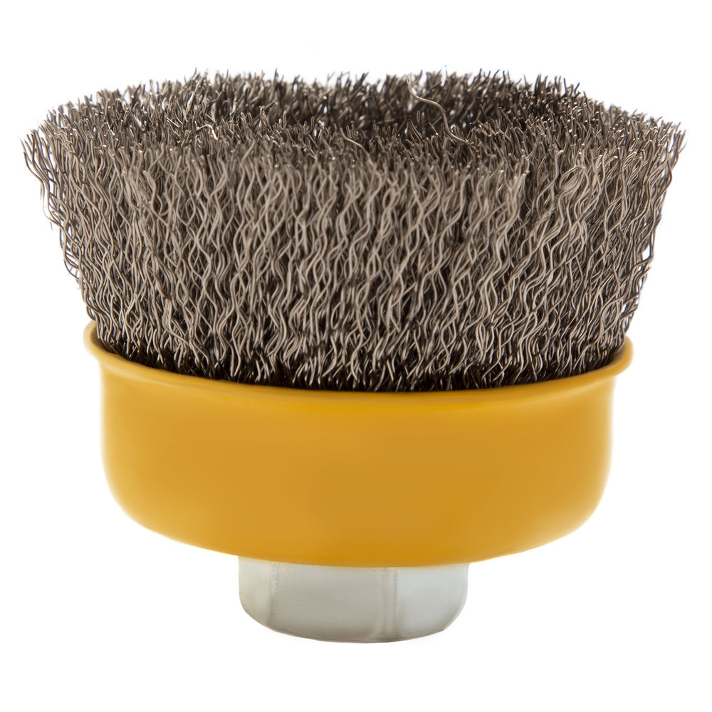 Щетка для УШМ, 75 мм, Чашка, витая нержавеющая проволока 0.3 мм, М14 Denzel (746043)