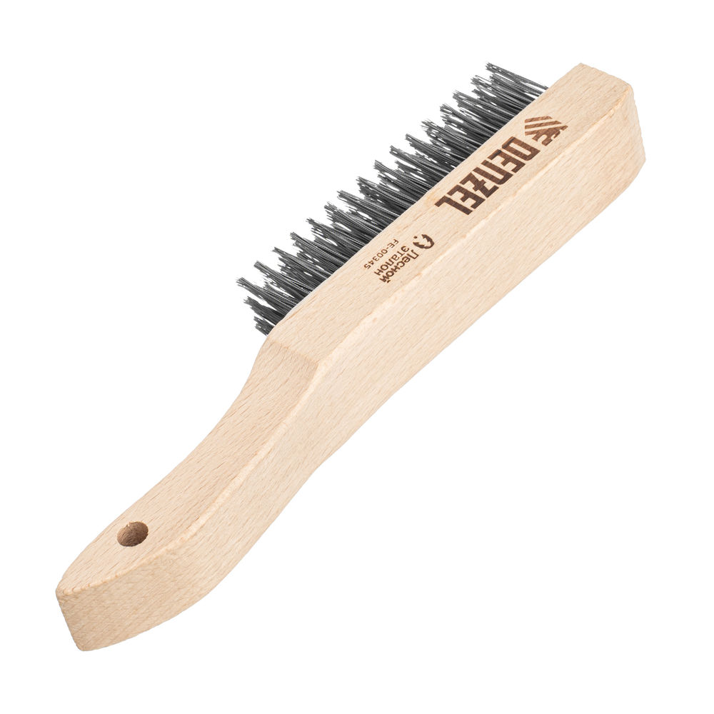 Щетка зачистная 6-и рядная, прямая проволока из нержавеющей стали с деревянной ручкой, EFP// Denzel (74846)