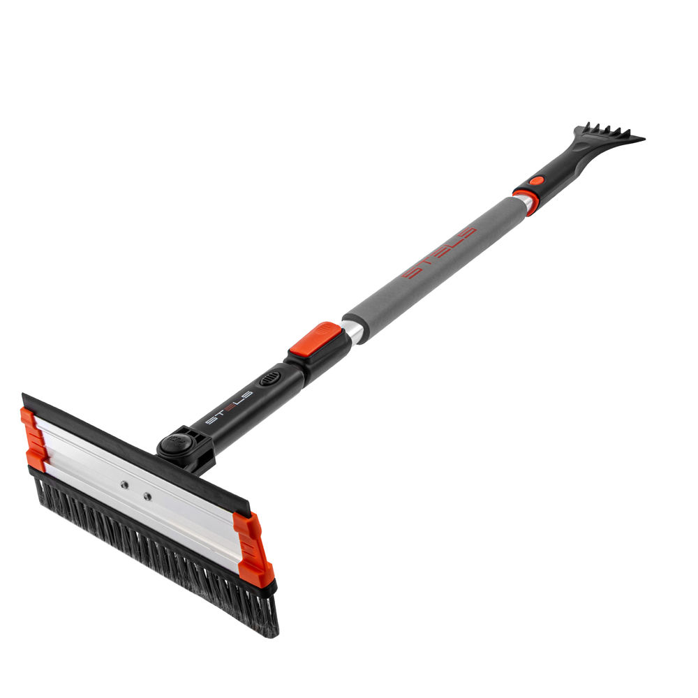 Щетка-сметка для снега со скребком и водосгоном, телескопическая, поворотная голова Stels (55299)