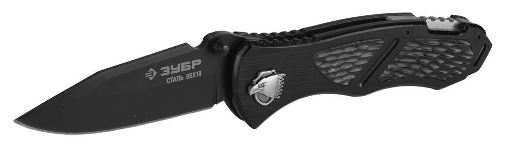 Складной нож 200 мм лезвие 82 мм механизм ускоренного открытия металлическая рукоятка ЗУБР Метеор 47718