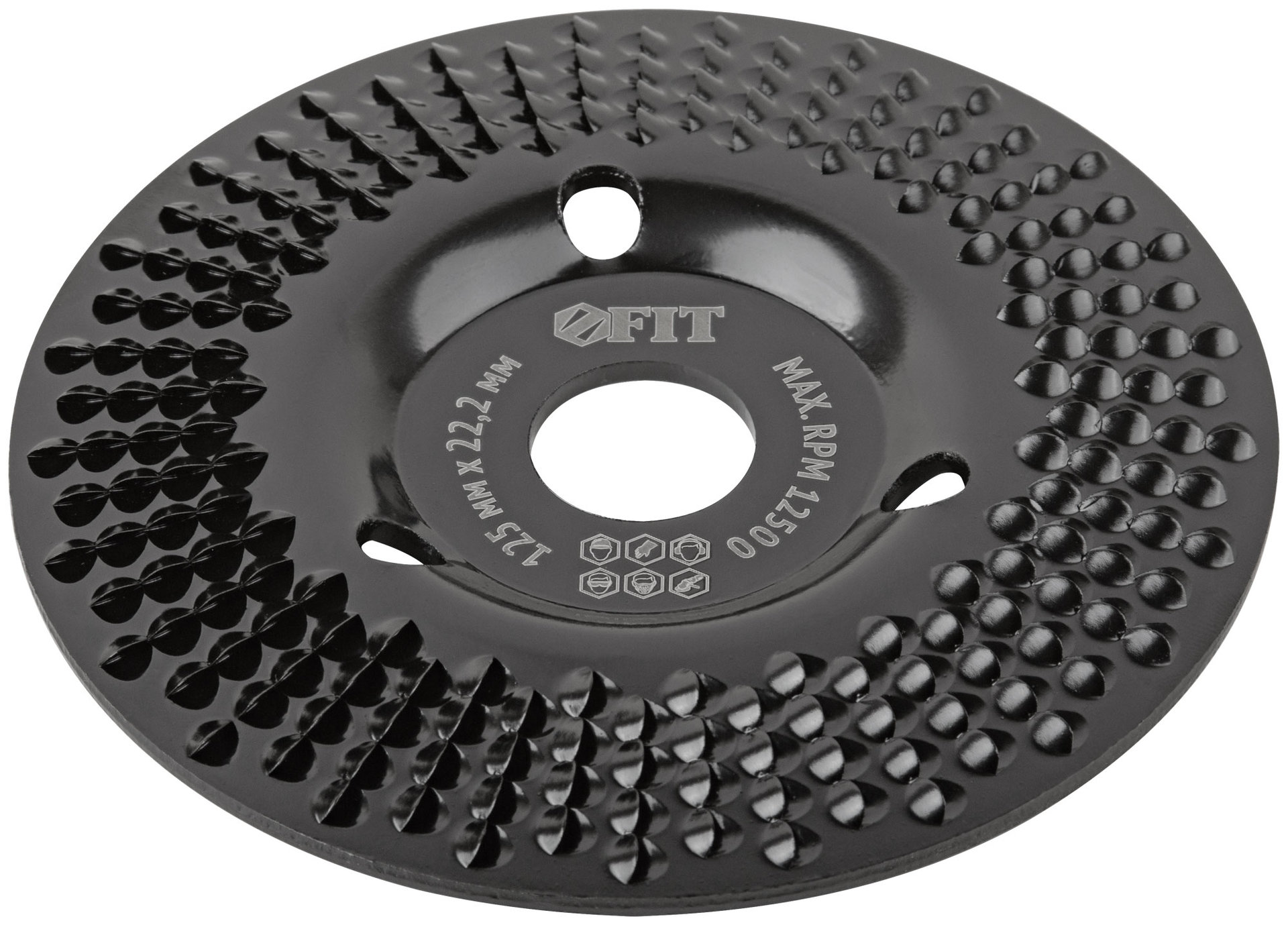 Диск обдирочный по дереву, наклонный, посадочный диаметр 22,2 мм, 125 мм, грубая насечка (39524)