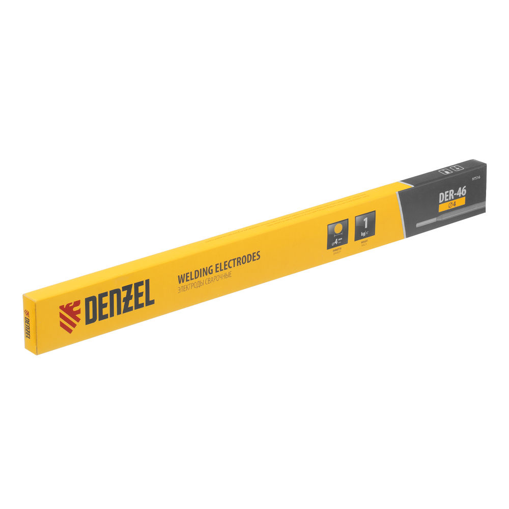 Электроды DER-46, диам. 4 мм, 1 кг, рутиловое покрытие Denzel (97516)