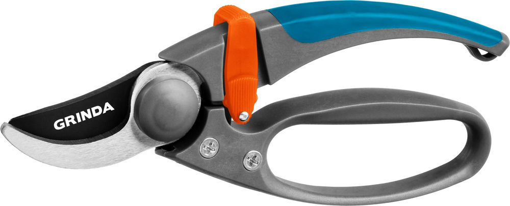 Плоскостной секатор P-57, 210 мм, с двухкомпонентными эргономичными рукоятками, с эфесом, PROLine GRINDA 423457