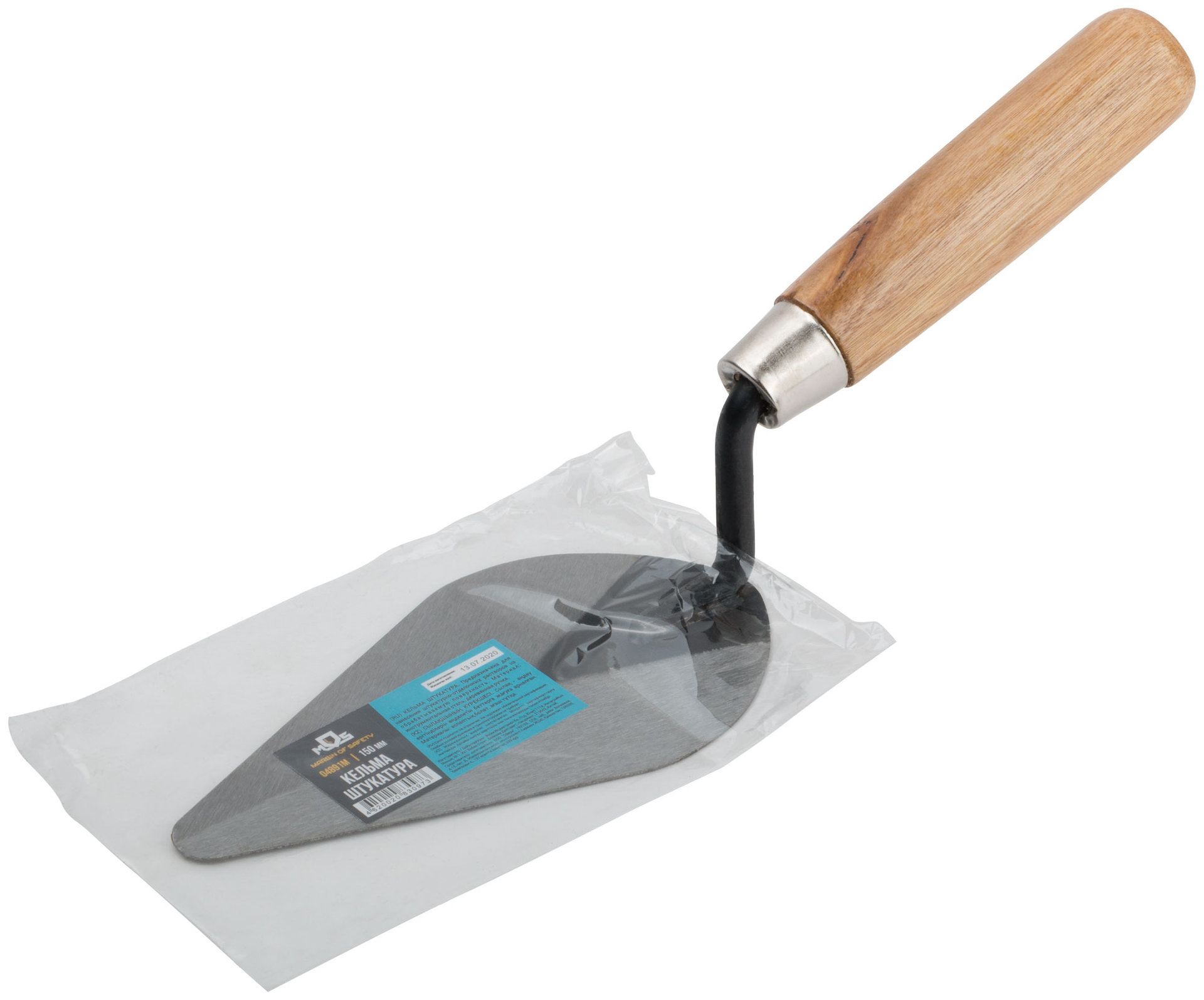 Кельма штукатура, инструментальная сталь, деревянная ручка 150 мм (04891М)