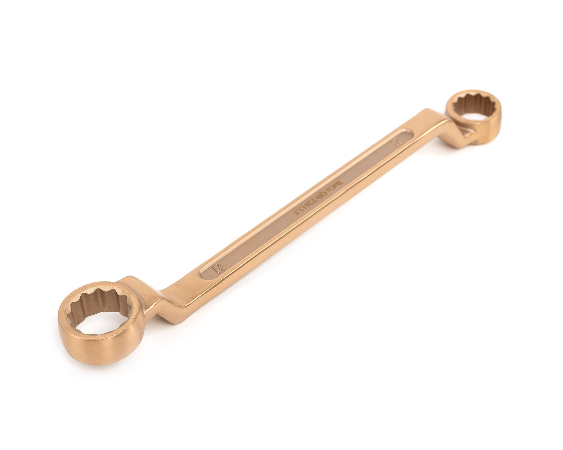 Ключ гаечный накидной двусторонний коленчатый 24х27 искробезопасный сплав BeCu 151-2427, HORTZ