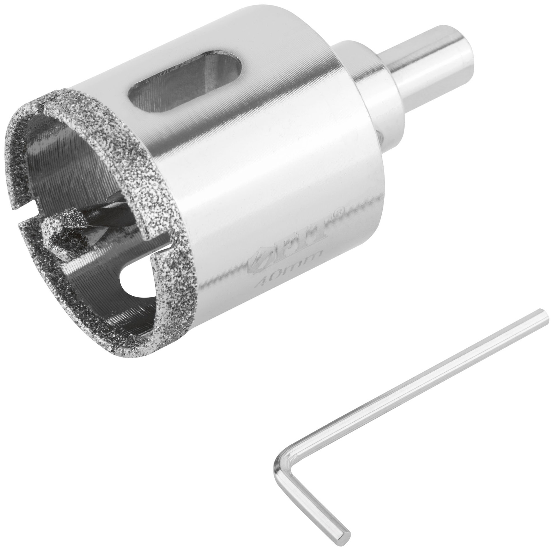 Коронка кольцевая по керамограниту, камню и кафелю алмазная с центровочным сверлом 40х70 мм (16218)