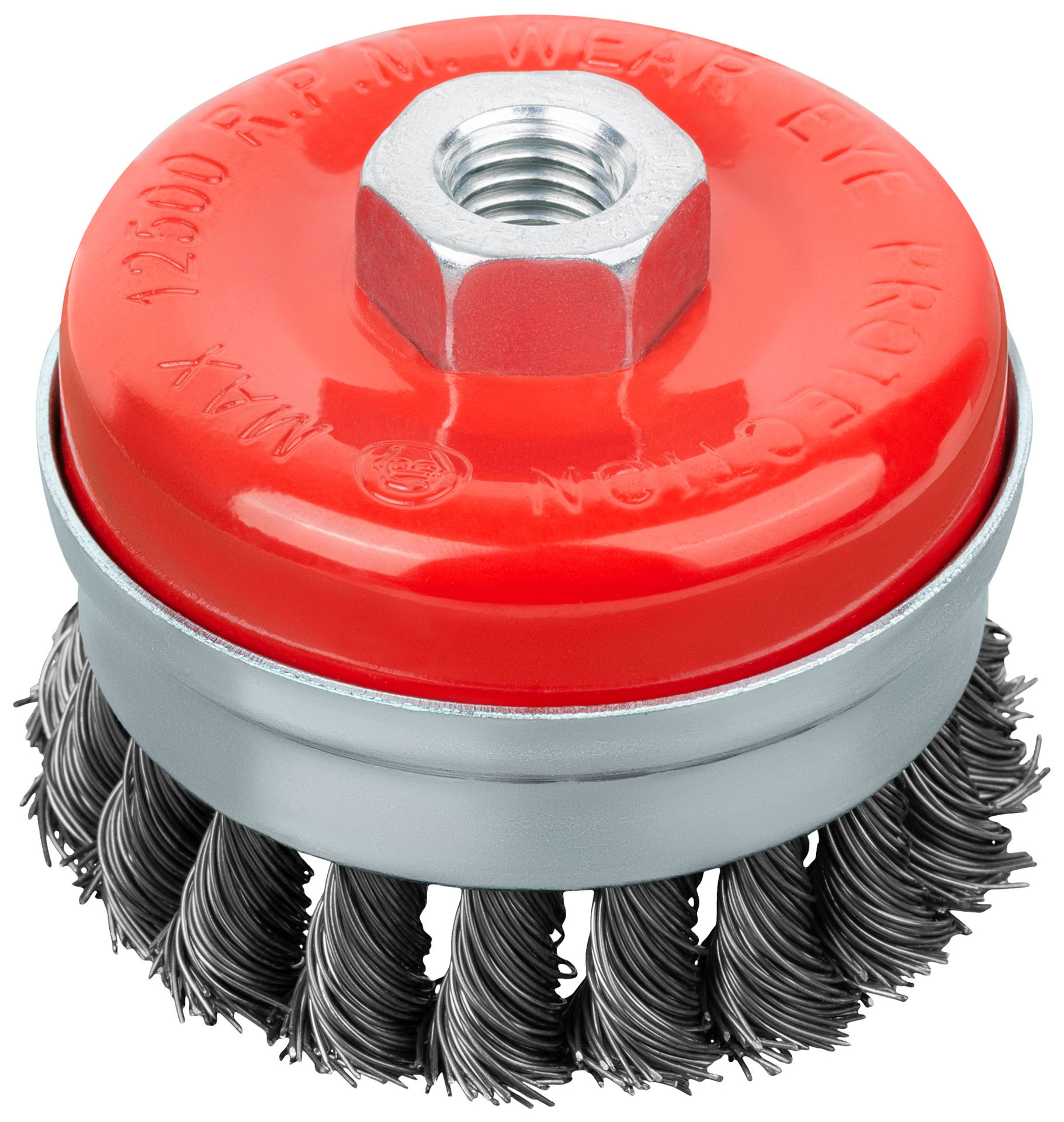 Корщетка-чашка, гайка М14, стальная витая проволока с бандажом, Профи 75 мм (39507)