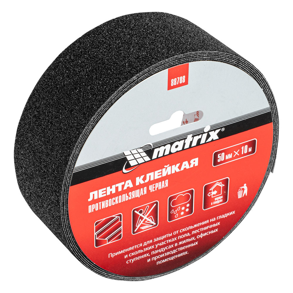 Лента клейкая противоскользящая, черная 50 мм x 10 м Matrix (88708)