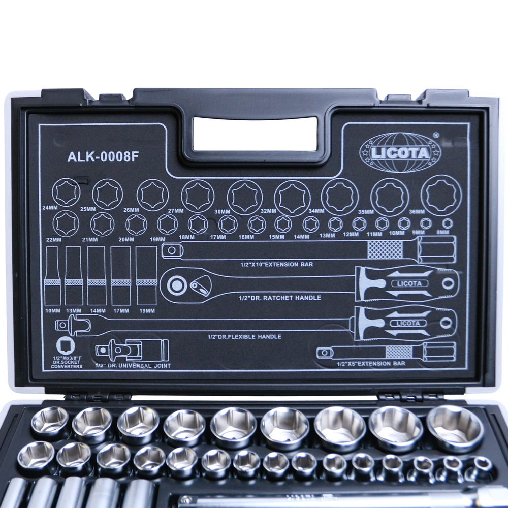 Набор торцевых головок 6-ти гранных 35 пр., 8-36 мм 1/2 Licota ALK-0008F
