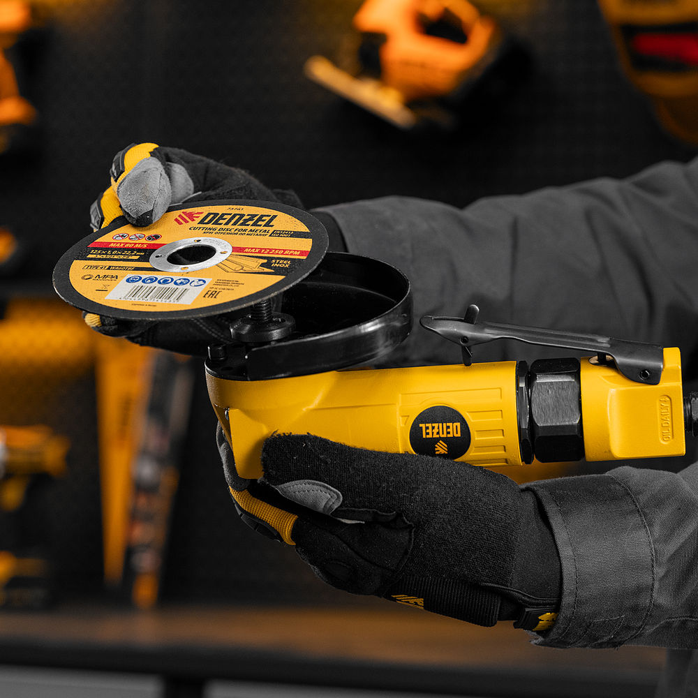 Пневматическая углошлифовальная машина AG125, 11000 об/мин, 125 мм, 186 л/мин Denzel (57477)