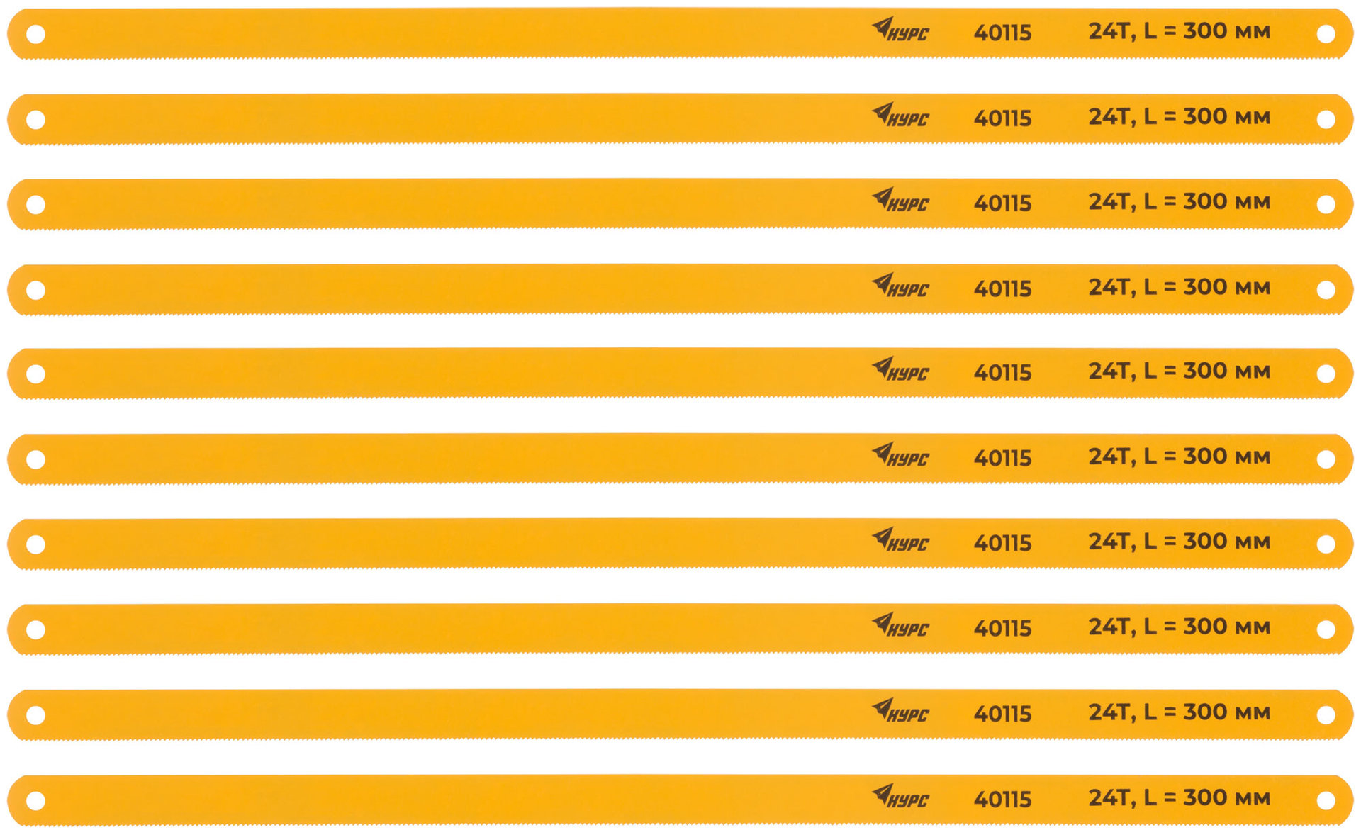Полотна ножовочные по металлу 300х12 мм, инструментальная сталь, 10 шт. ( 24 ТPI ) (40115)