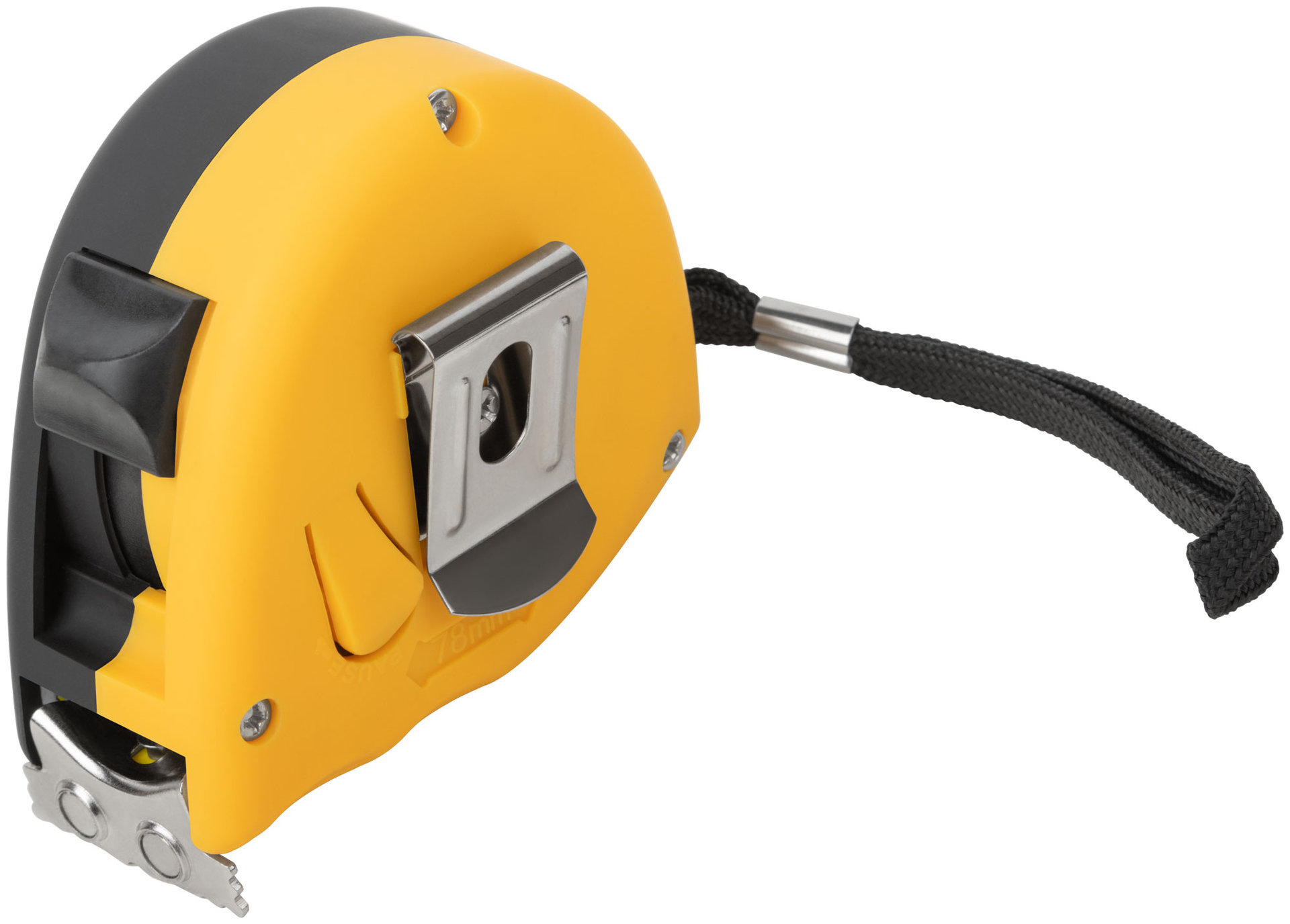 Рулетка Профи, калибр.лента, нейлон.покр., магн.крючок, эласт.корпус черн-желт., двойн.стопор 5 м х 25 мм