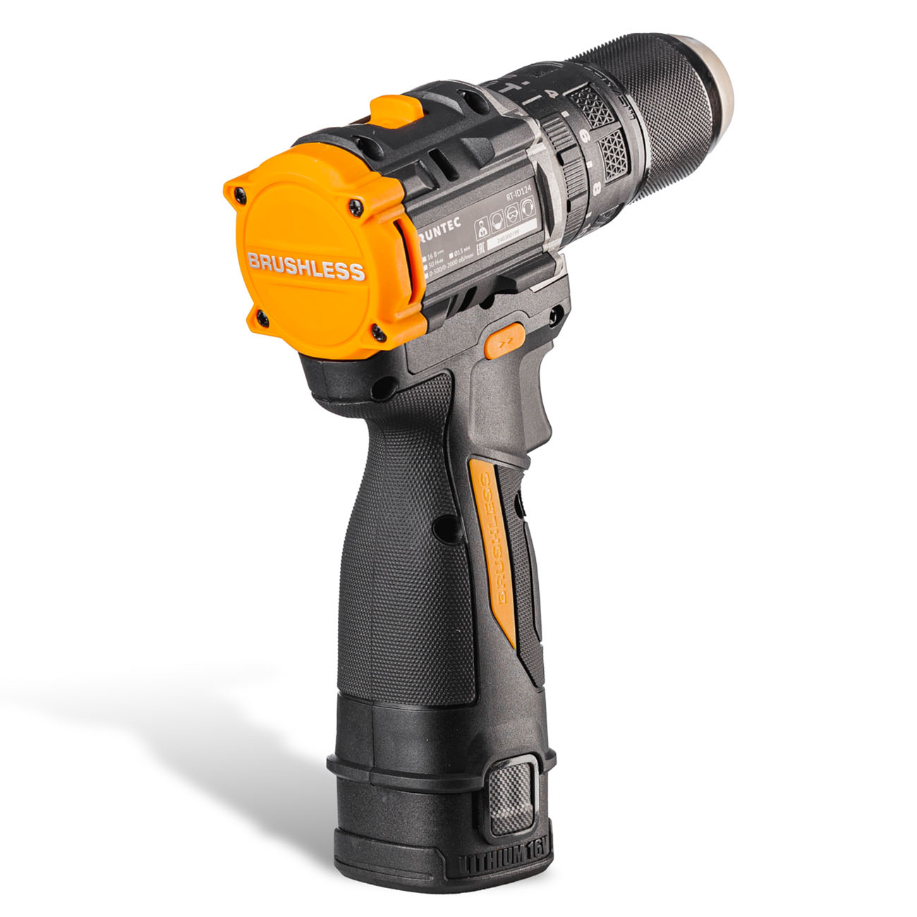 Дрель-шуруповерт ударная аккумуляторная PRO 13 мм, 16В, 2*2Ач, 50Нм RUNTEC RT-ID124