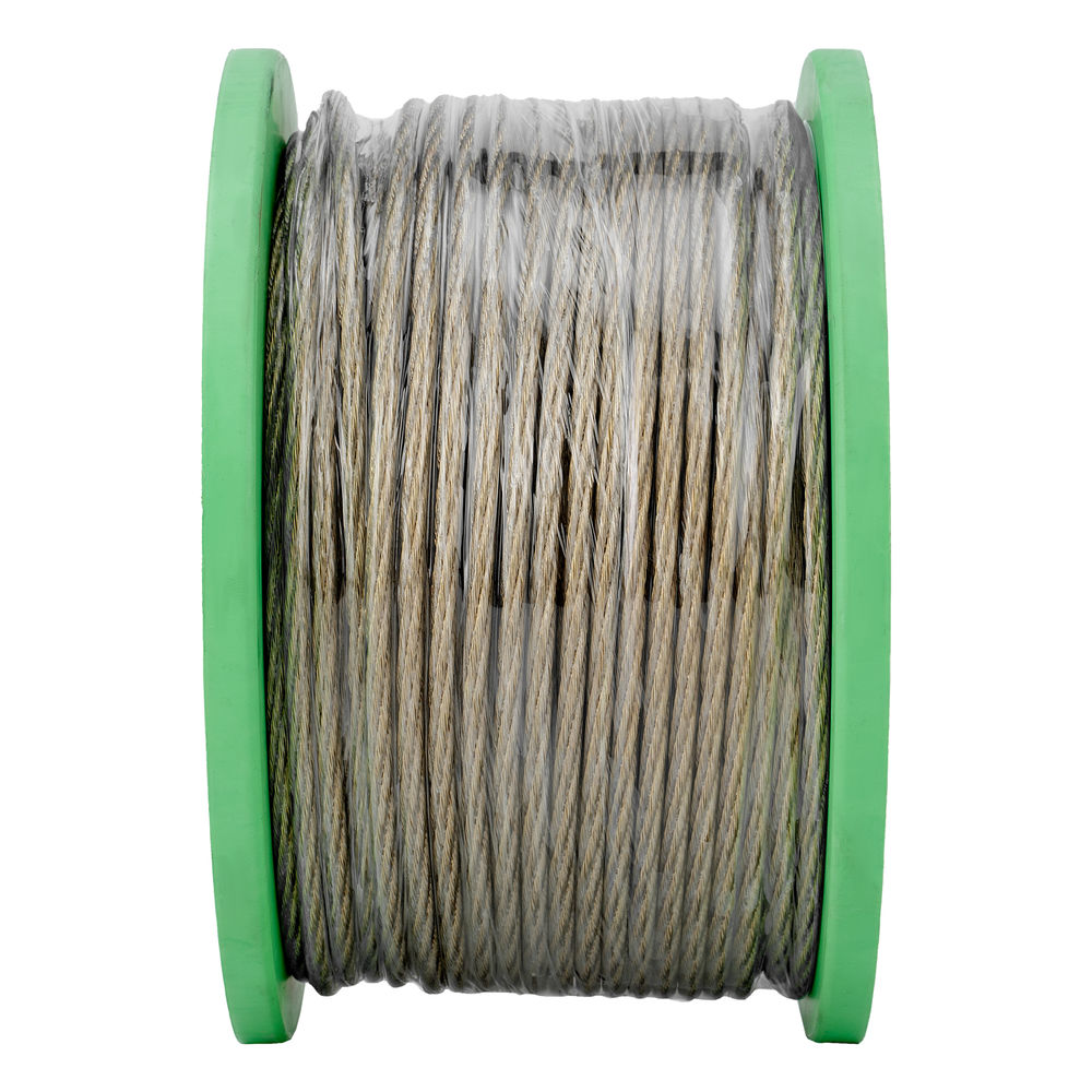 Трос металлополимерный прозрачный ПР-5.0, толщина 4.0 мм, катушка 100 метров Сибртех (47632)