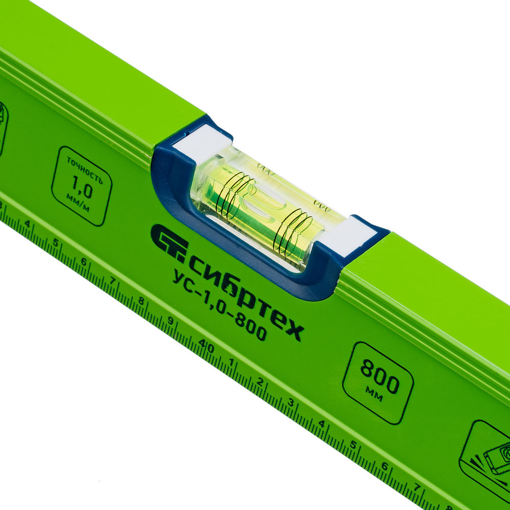 Уровень алюминиевый УС-1, 0-800, фрезерованный, 3 глазка, рукоятки, 800 мм Сибртех (34102)