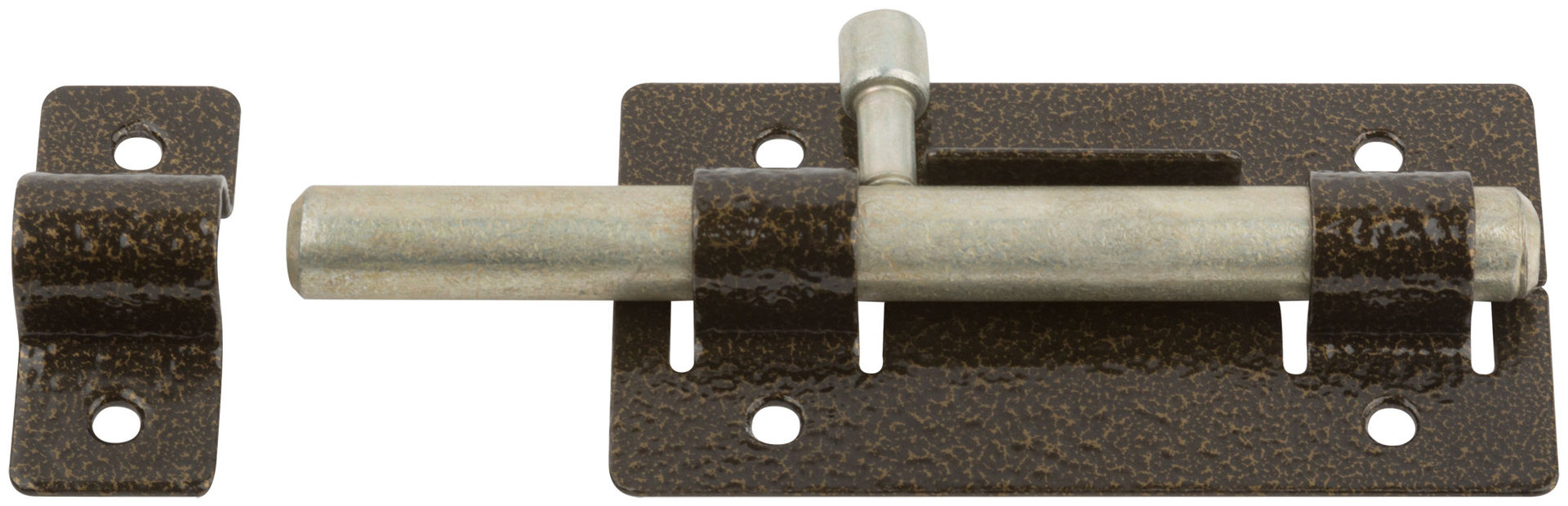 Задвижка накладная усиленная для дверей, круглый ригель, бронза (66680)