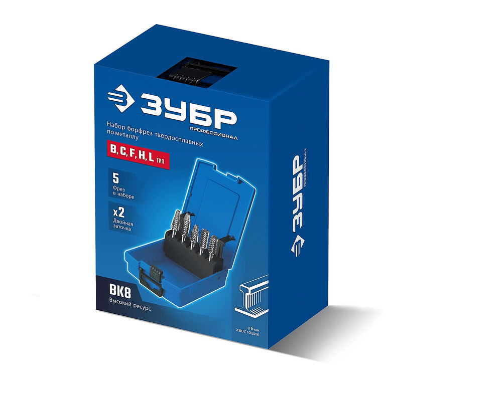 Набор борфрез твердосплавных 5 шт, хв-к 6 мм ЗУБР ПРОФЕССИОНАЛ 28815-H5