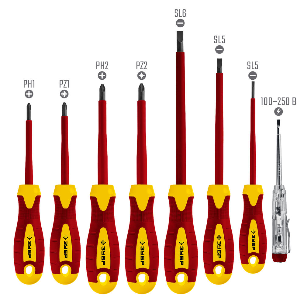 Набор отверток диэлектрических 8 предм Профессионал ЗУБР 25268