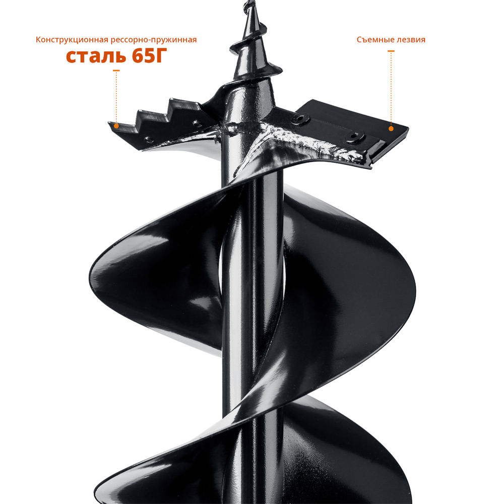 Шнек для мотобуров двухзаходный d 200 мм мерзлый грунт ЗУБР 7052-20