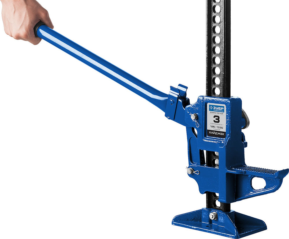 Реечный механический домкрат 3 т 125 - 1330 мм Профессионал ЗУБР Хай-джек 43045-3-135