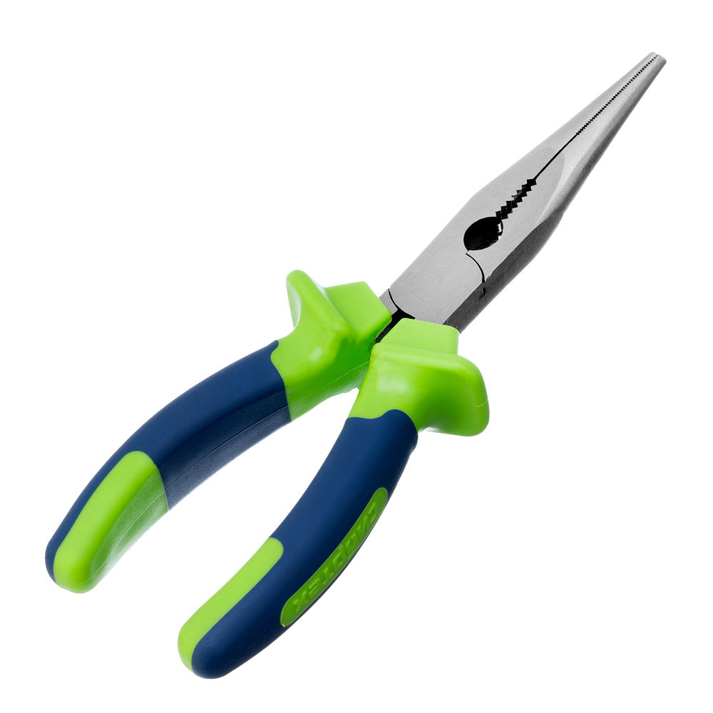 Длинногубцы прямые, 200 мм, двухкомпонентные рукоятки Сибртех (17106)