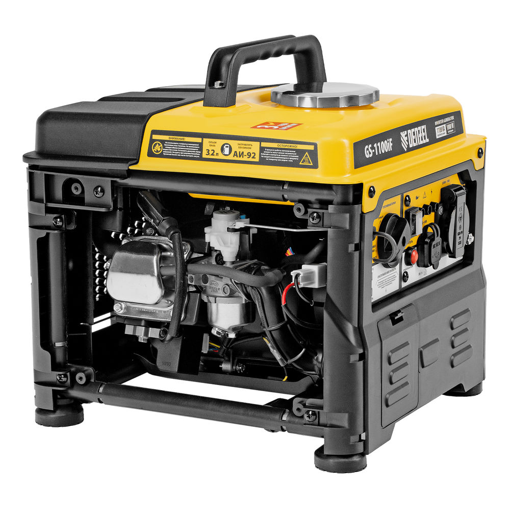 Генератор инверторный GS-1100iF, 1,1 кВт, 230 В, ручной старт DENZEL (94706)