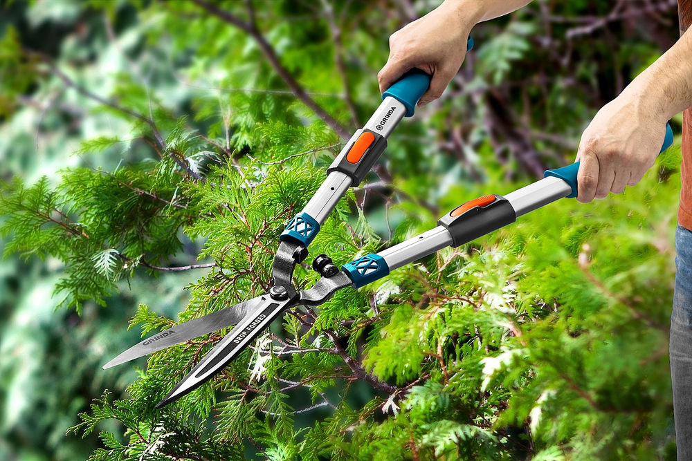 Кусторез FH-800T, длина 630 - 800 мм, кованые лезвия, телескопический, алюминиевые рукоятки, PROLine GRINDA 423790