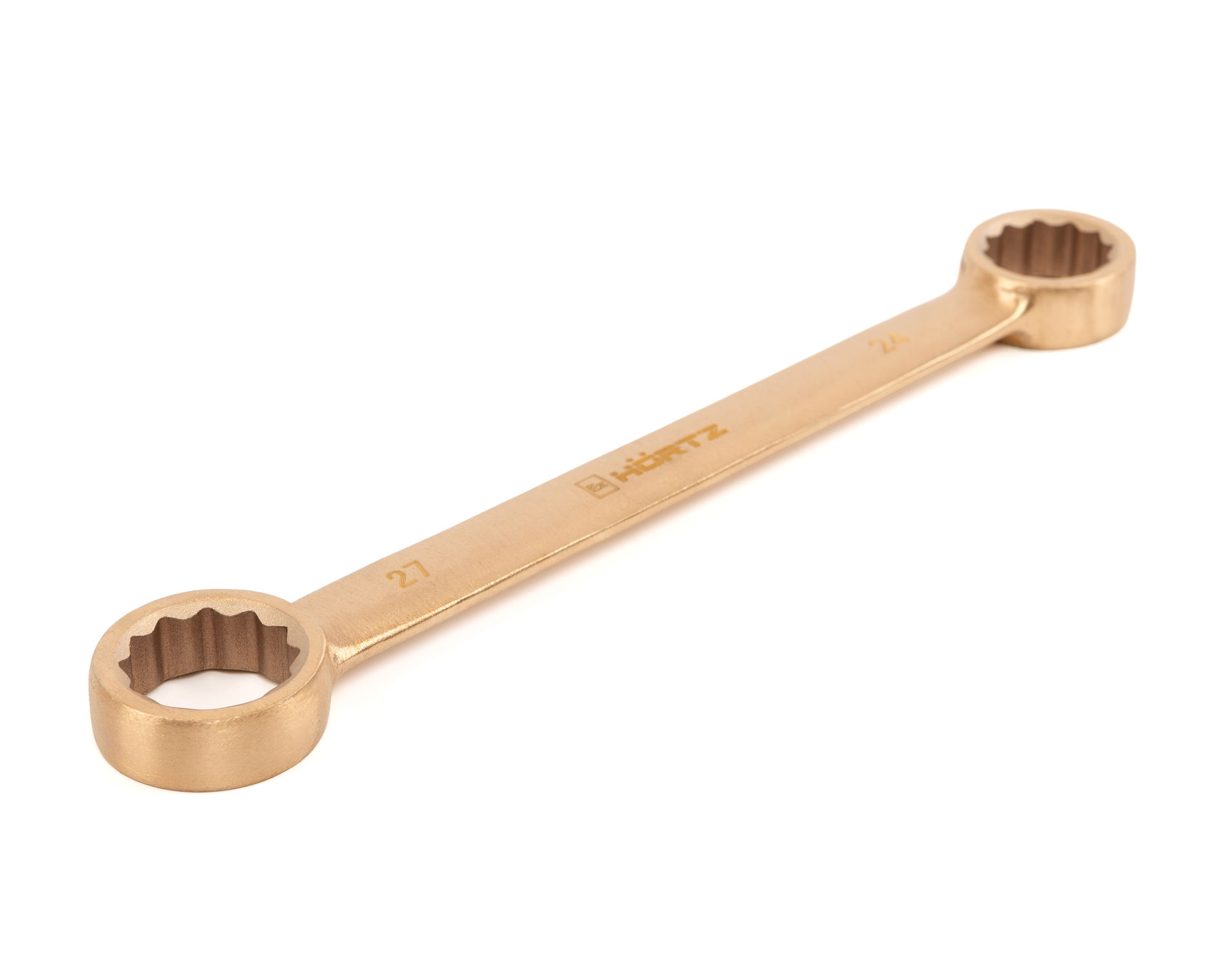 Ключ гаечный накидной двусторонний плоский 24х27 искробезопасный сплав BeCu, HORTZ