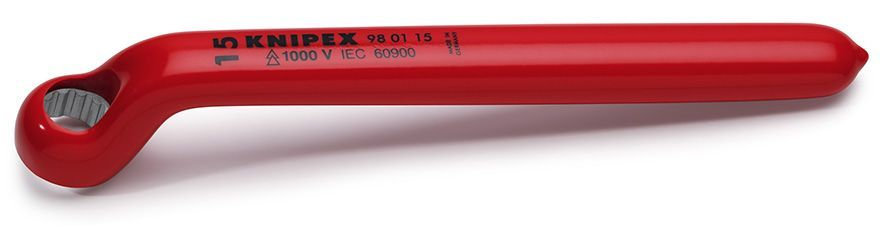 Ключ гаечный накидной VDE, 15 мм, длина 200 мм, диэлектрический (KN-980115)