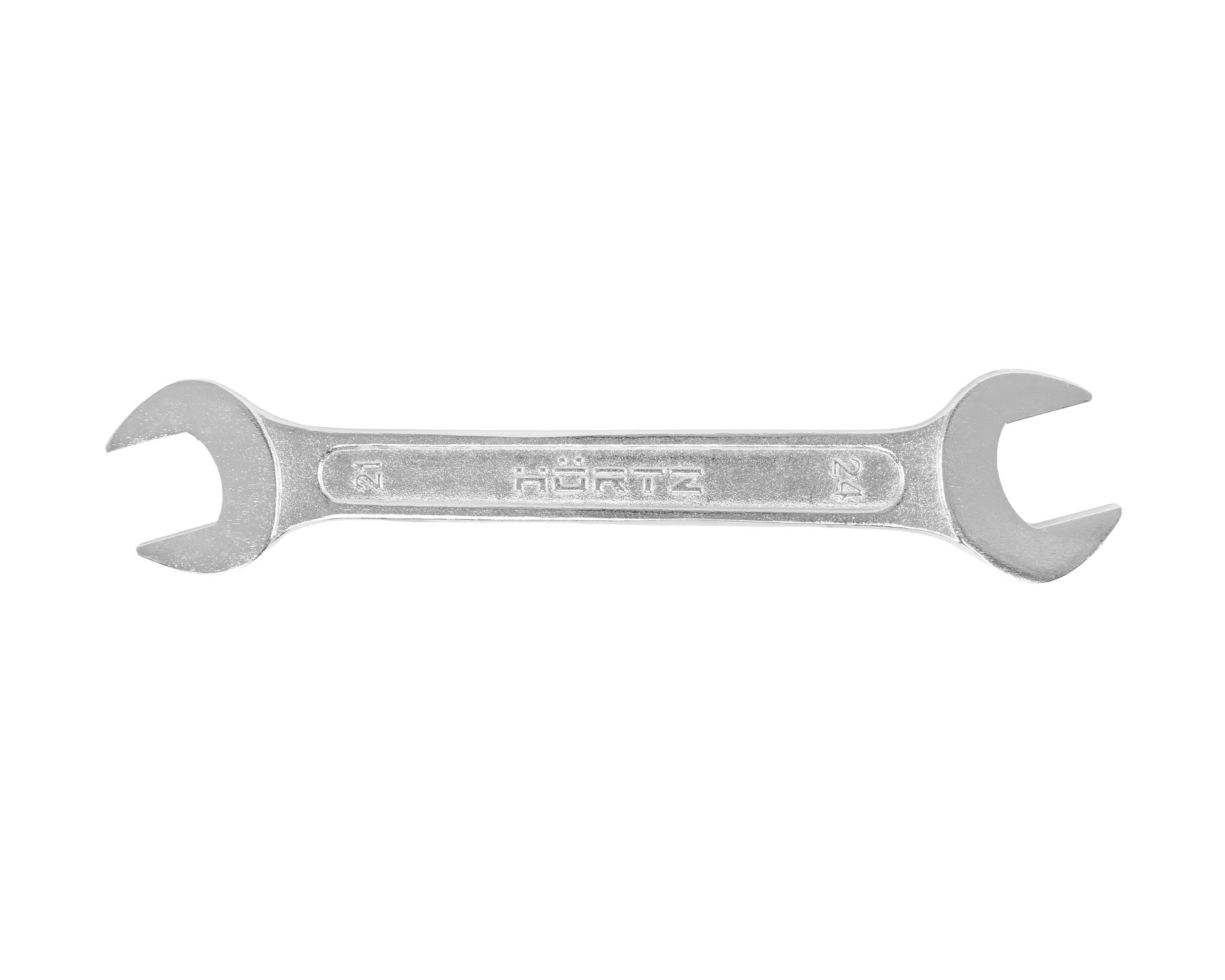 Ключ гаечный рожковый двусторонний 21х24 хромированный на подвесе HORTZ