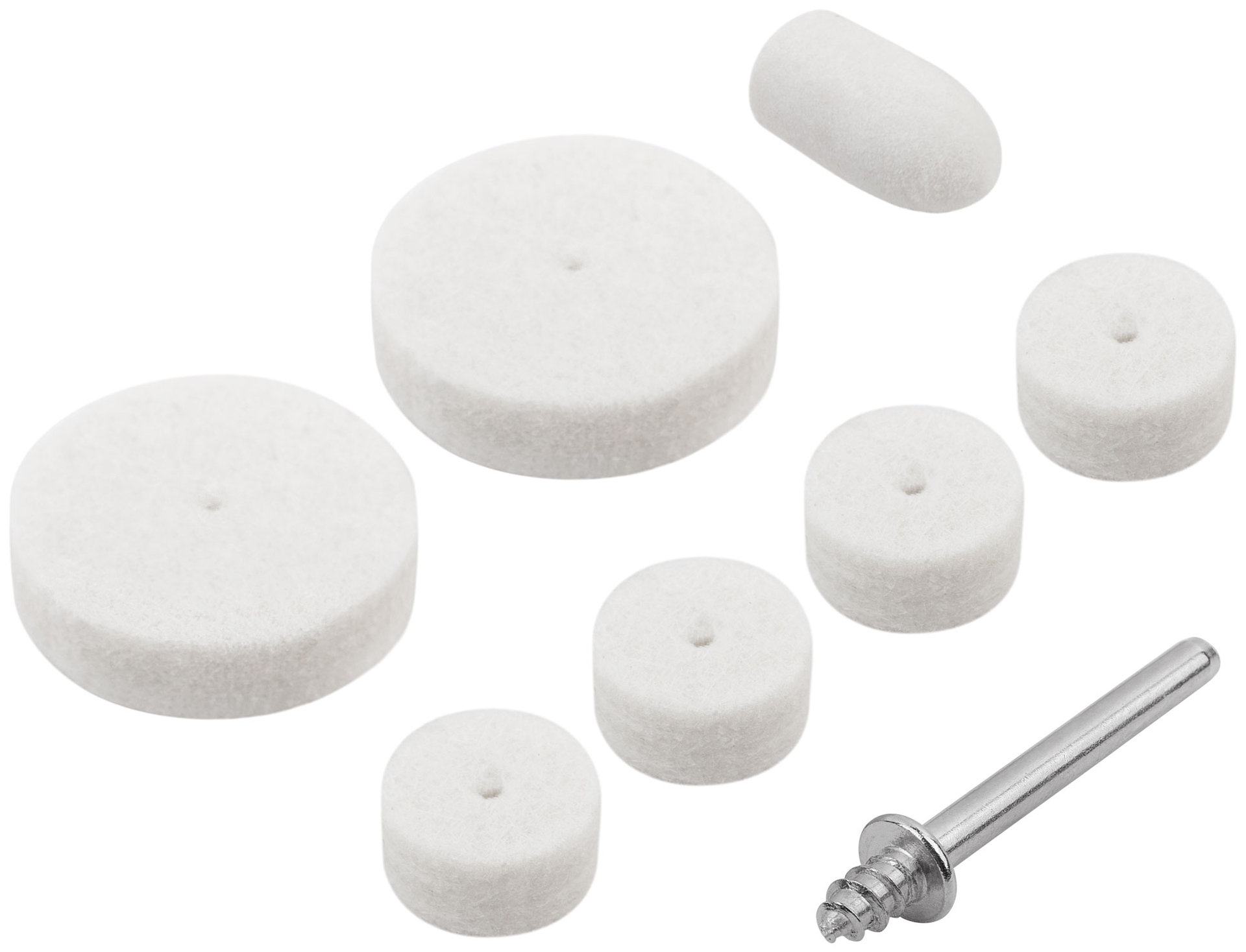 Круги фетровые, набор 7 шт. + штифт (36926)